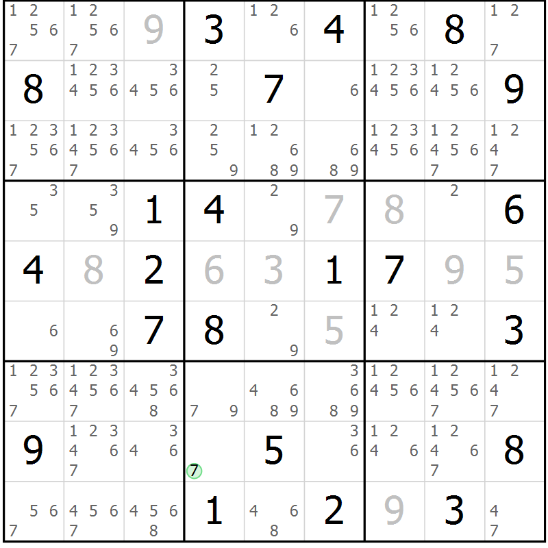 Position des candidats pour la solution de la Gr 19 page 22 du magazine de sudoku Virtuose n° 105