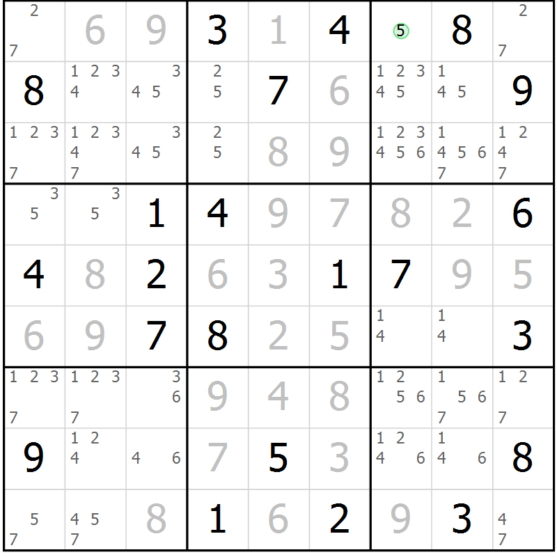 Position des candidats pour la solution de la Gr 19 page 22 du magazine de sudoku Virtuose n° 105