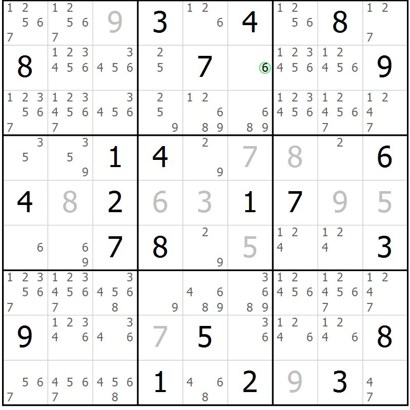 Position des candidats pour la solution de la Gr 19 page 22 du magazine de sudoku Virtuose n° 105