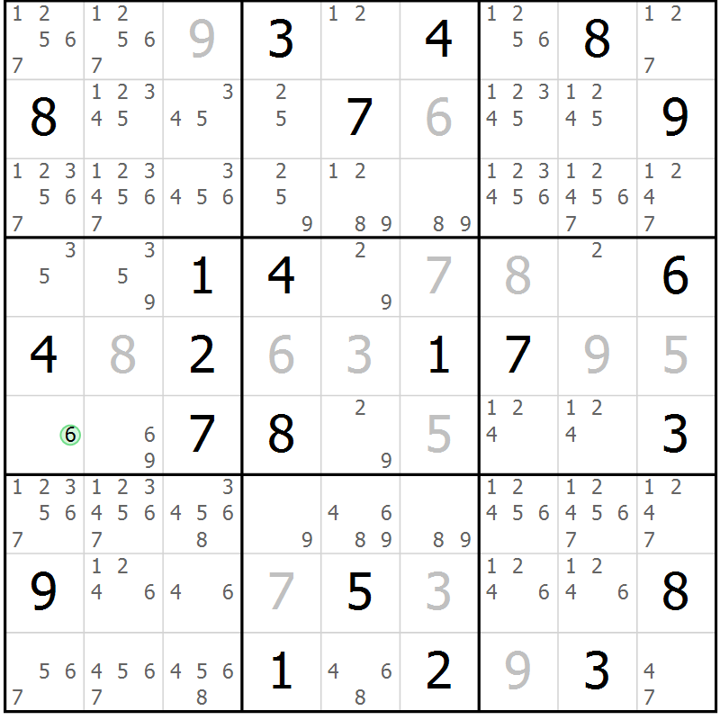 Position des candidats pour la solution de la Gr 19 page 22 du magazine de sudoku Virtuose n° 105
