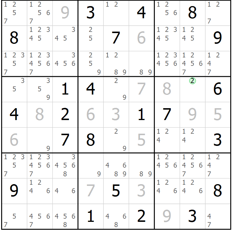 Position des candidats pour la solution de la Gr 19 page 22 du magazine de sudoku Virtuose n° 105