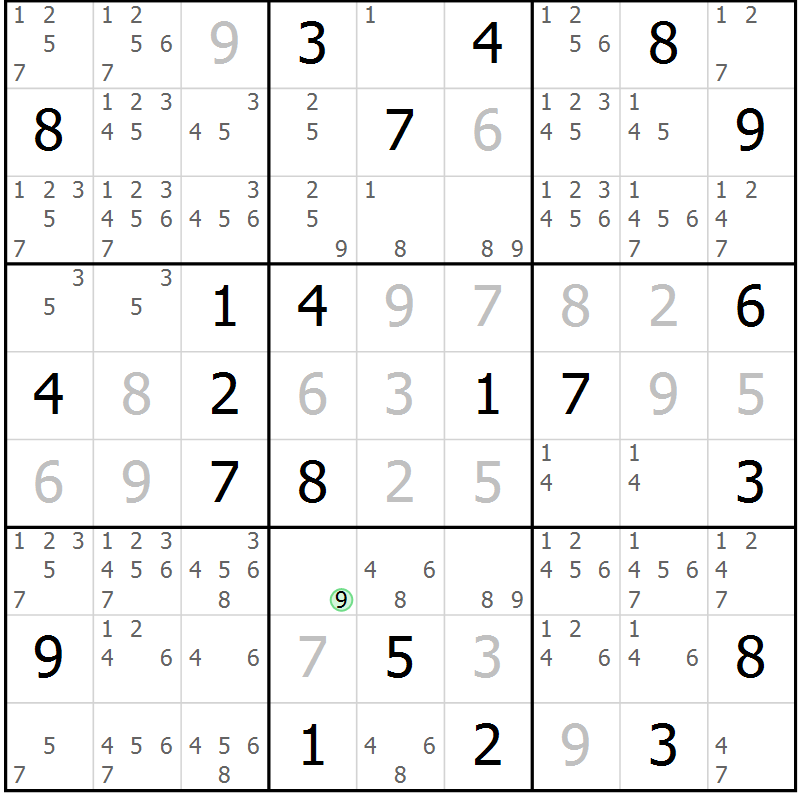 Position des candidats pour la solution de la Gr 19 page 22 du magazine de sudoku Virtuose n° 105