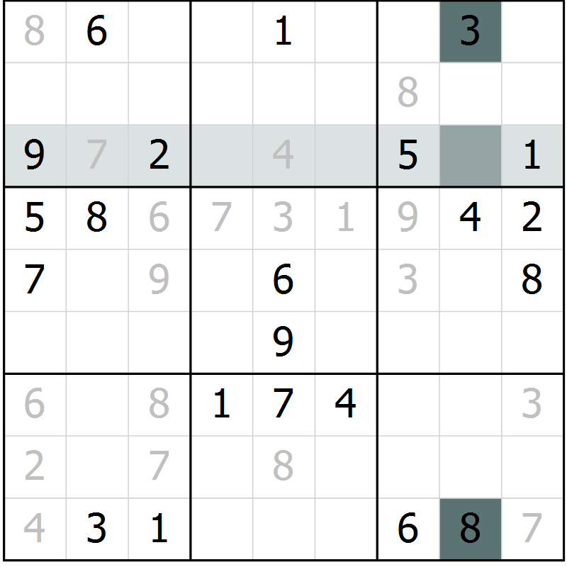 Position des candidats pour la solution de la Gr 2 page 5 du magazine de sudoku Virtuose n° 105