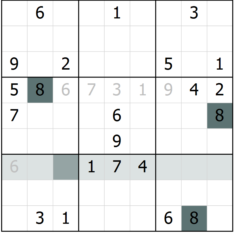 Position des candidats pour la solution de la Gr 2 page 5 du magazine de sudoku Virtuose n° 105