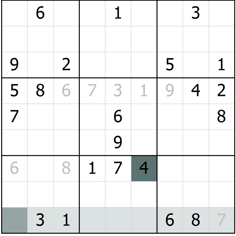 Position des candidats pour la solution de la Gr 2 page 5 du magazine de sudoku Virtuose n° 105
