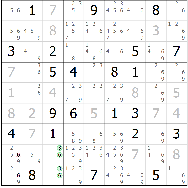 Position des candidats pour la solution de la Gr 20 page 23 du magazine de sudoku Virtuose n° 105