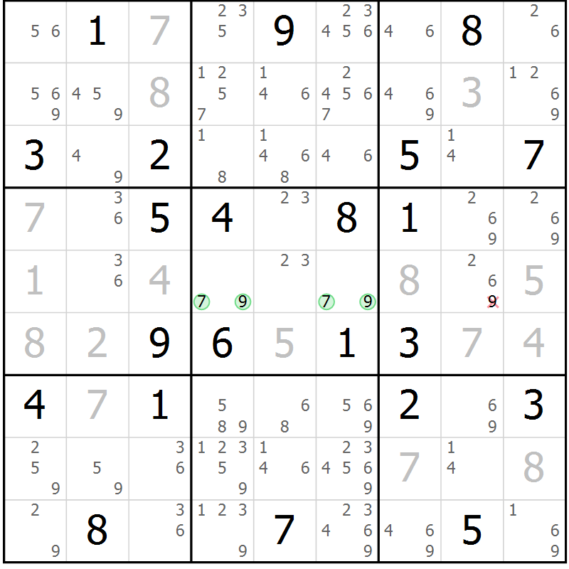 Position des candidats pour la solution de la Gr 20 page 23 du magazine de sudoku Virtuose n° 105