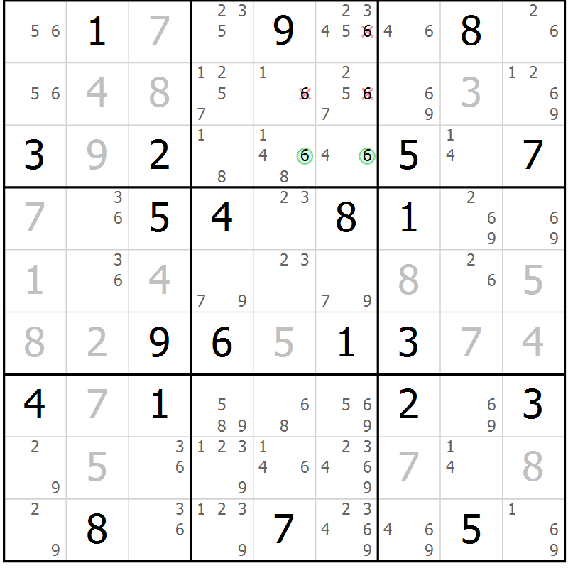 Position des candidats pour la solution de la Gr 20 page 23 du magazine de sudoku Virtuose n° 105