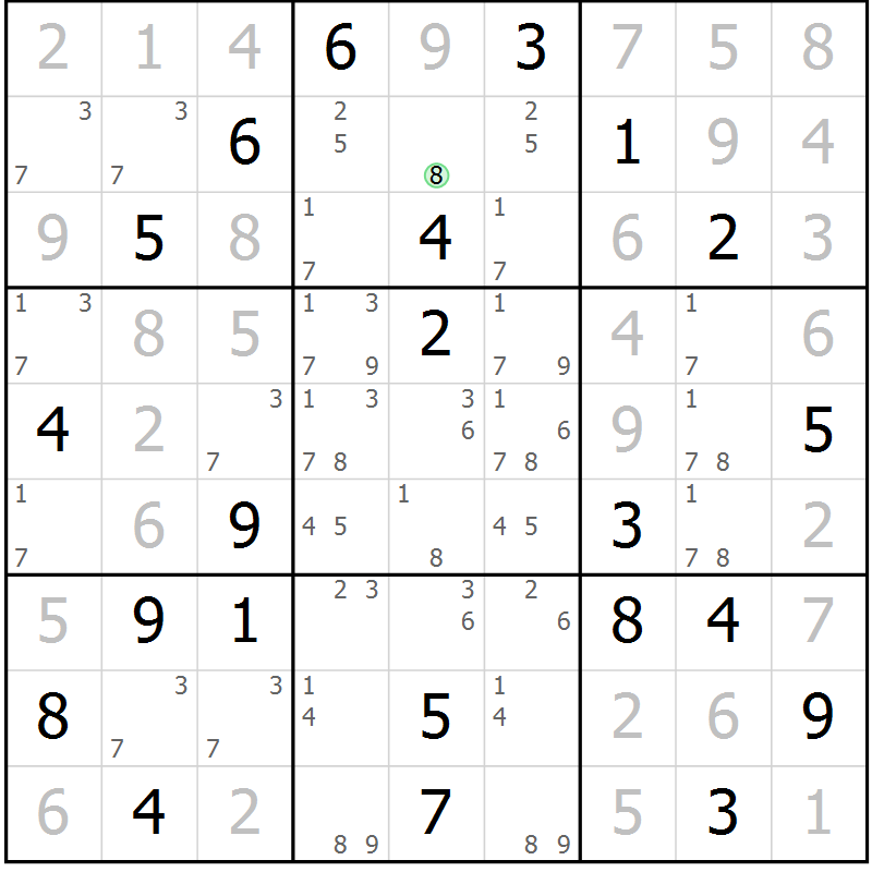 Position des candidats pour la solution de la Gr 21 page 24 du magazine de sudoku Virtuose n° 105