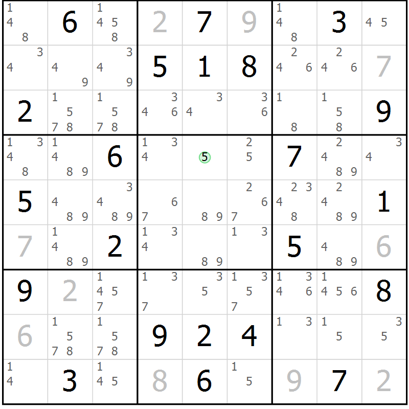 Position des candidats pour la solution de la Gr 22 page 25 du magazine de sudoku Virtuose n° 105