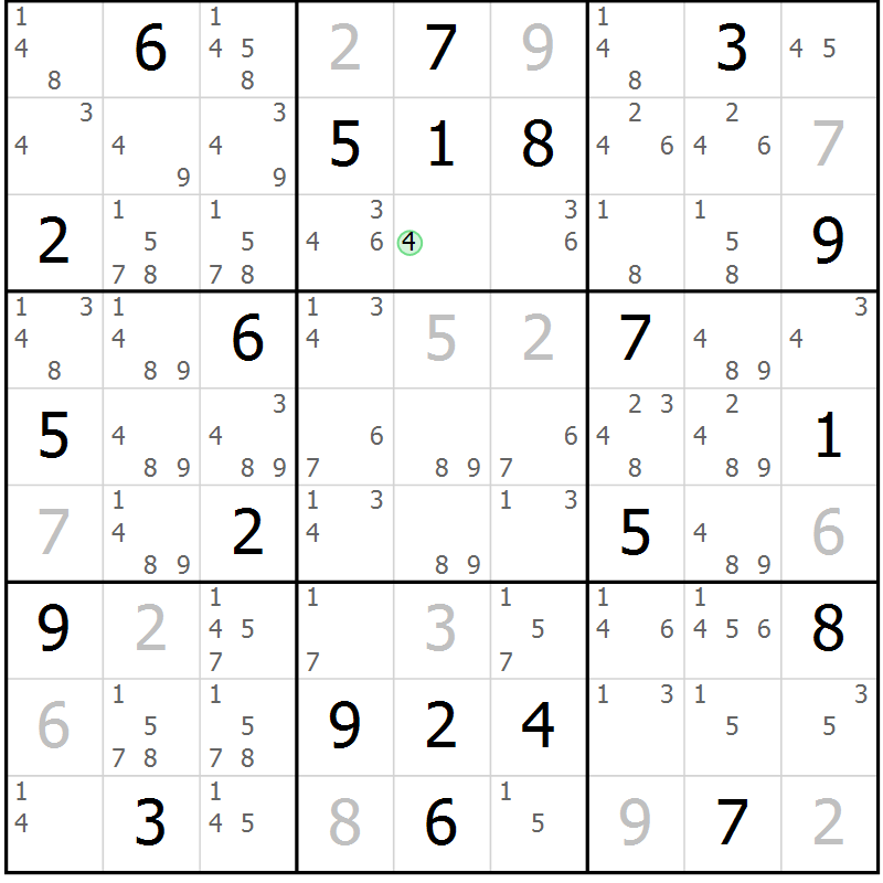 Position des candidats pour la solution de la Gr 22 page 25 du magazine de sudoku Virtuose n° 105