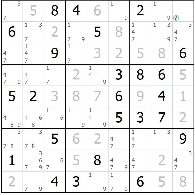 Position des candidats pour la solution de la Gr 24 page 27 du magazine de sudoku Virtuose n° 105