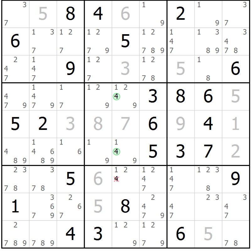 Position des candidats pour la solution de la Gr 24 page 27 du magazine de sudoku Virtuose n° 105