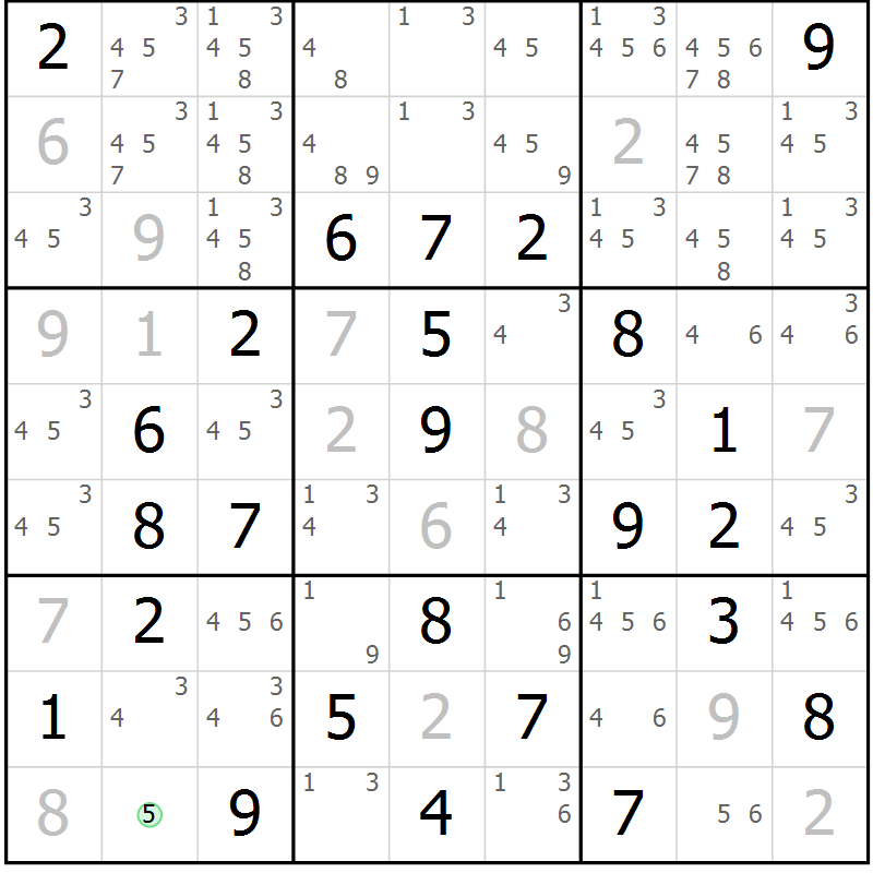 Position des candidats pour la solution de la Gr 26 page 29 du magazine de sudoku Virtuose n° 105