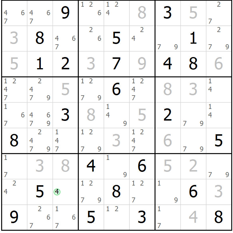 Position des candidats pour la solution de la Gr 28 page 31 du magazine de sudoku Virtuose n° 105