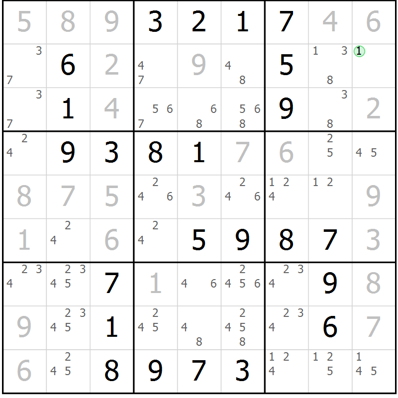 Position des candidats pour la solution de la Gr 31 page 34 du magazine de sudoku Virtuose n° 105