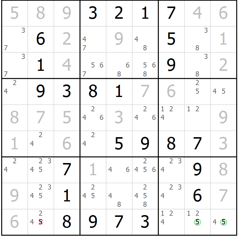 Position des candidats pour la solution de la Gr 31 page 34 du magazine de sudoku Virtuose n° 105