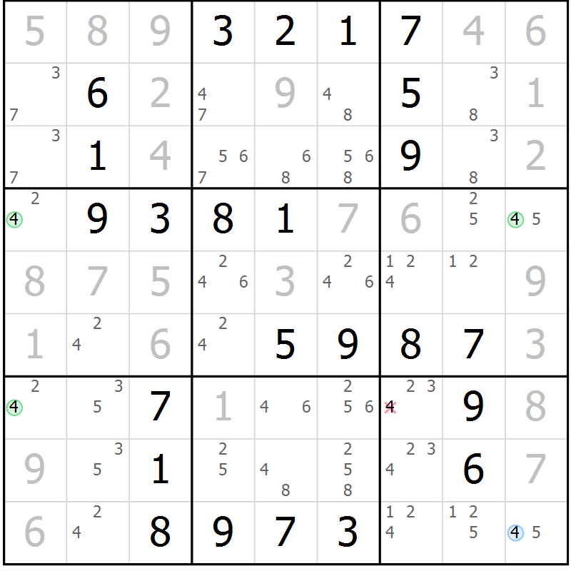 Position des candidats pour la solution de la Gr 31 page 34 du magazine de sudoku Virtuose n° 105