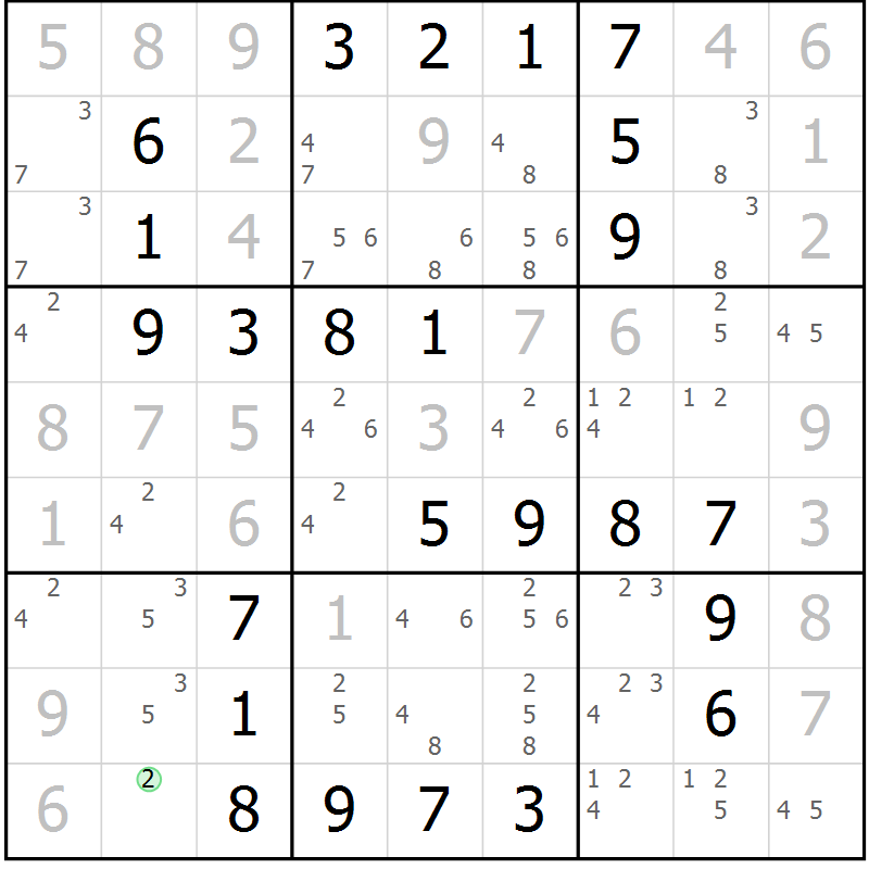 Position des candidats pour la solution de la Gr 31 page 34 du magazine de sudoku Virtuose n° 105