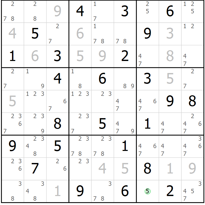 Position des candidats pour la solution de la Gr 32 page 35 du magazine de sudoku Virtuose n° 105