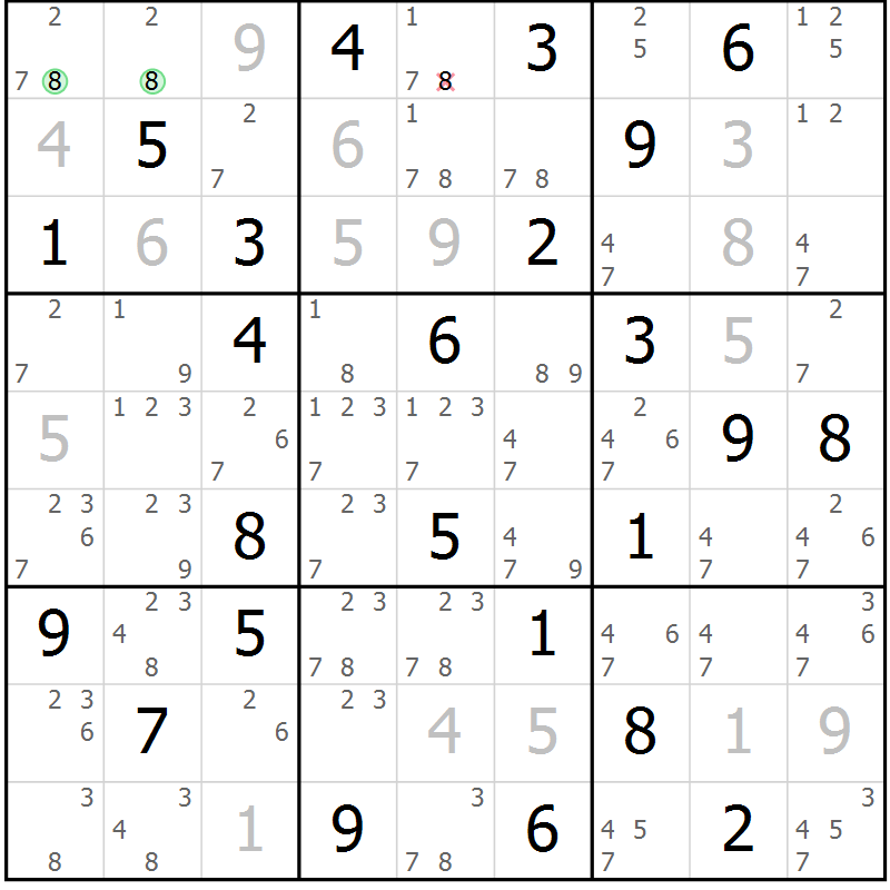 Position des candidats pour la solution de la Gr 32 page 35 du magazine de sudoku Virtuose n° 105