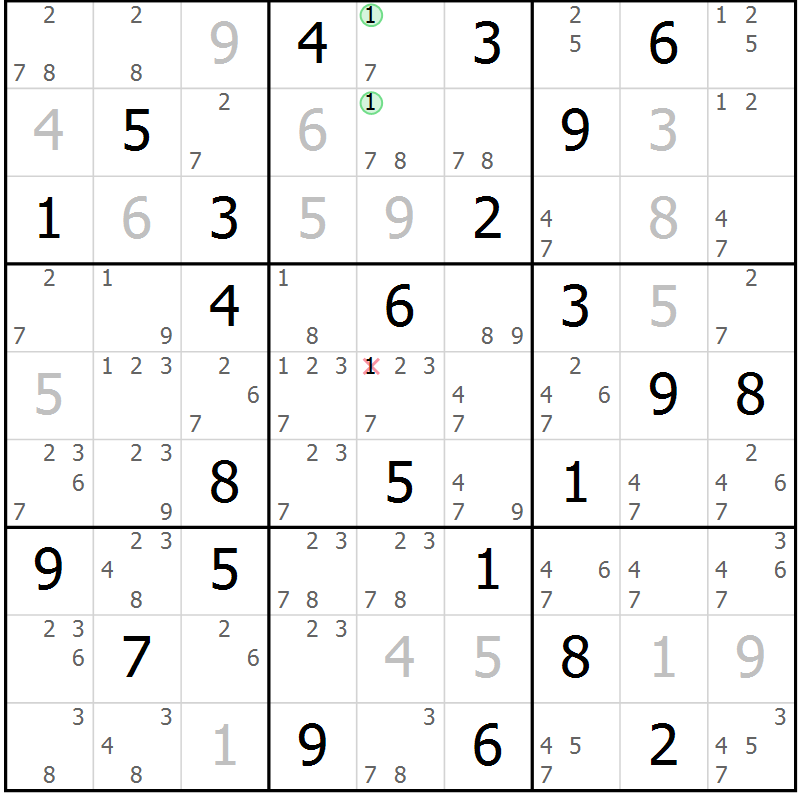 Position des candidats pour la solution de la Gr 32 page 35 du magazine de sudoku Virtuose n° 105