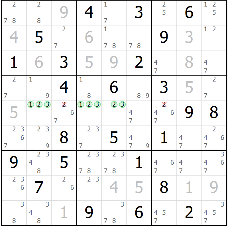 Position des candidats pour la solution de la Gr 32 page 35 du magazine de sudoku Virtuose n° 105