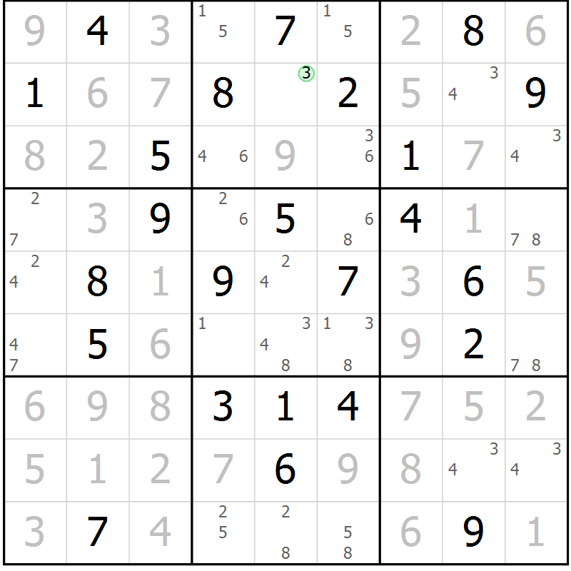 Position des candidats pour la solution de la Gr 33 page 36 du magazine de sudoku Virtuose n° 105