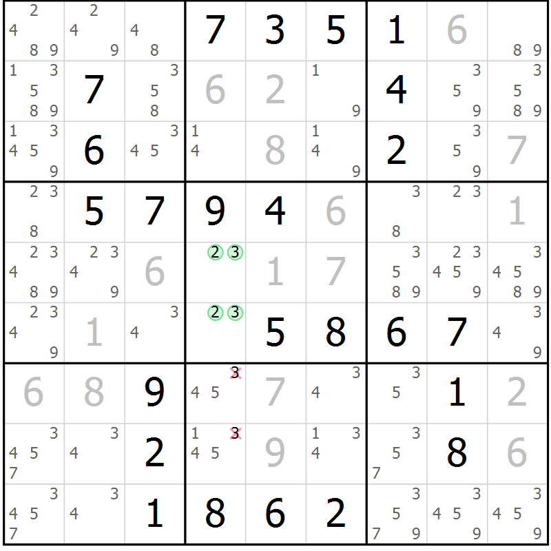 Position des candidats pour la solution de la Gr 34 page 37 du magazine de sudoku Virtuose n° 105