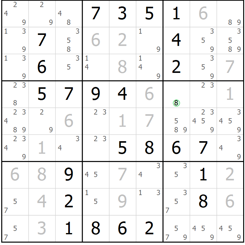 Position des candidats pour la solution de la Gr 34 page 37 du magazine de sudoku Virtuose n° 105