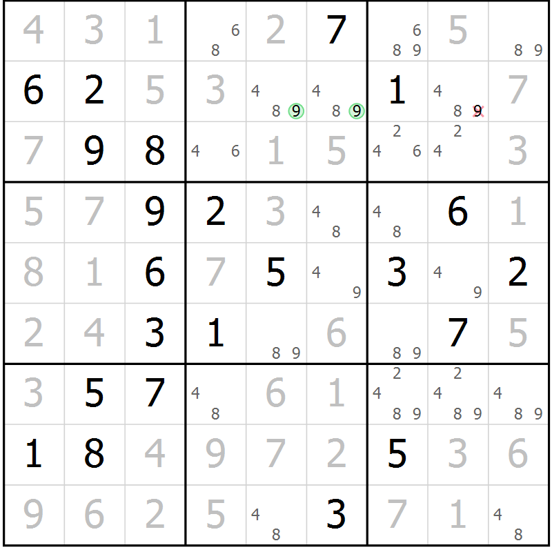 Position des candidats pour la solution de la Gr 35 page 38 du magazine de sudoku Virtuose n° 105