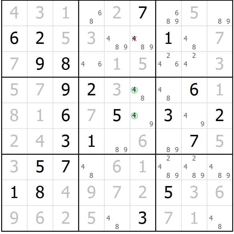 Position des candidats pour la solution de la Gr 35 page 38 du magazine de sudoku Virtuose n° 105