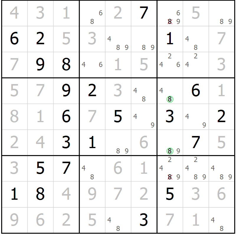 Position des candidats pour la solution de la Gr 35 page 38 du magazine de sudoku Virtuose n° 105