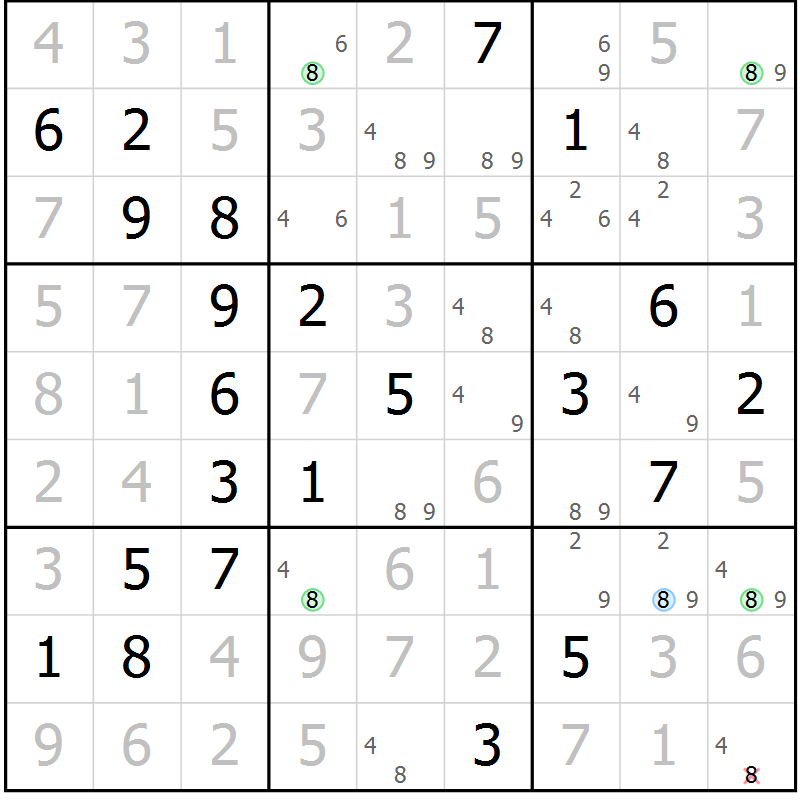 Position des candidats pour la solution de la Gr 35 page 38 du magazine de sudoku Virtuose n° 105
