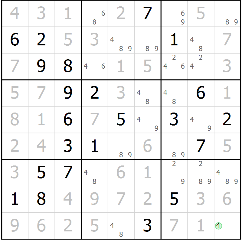 Position des candidats pour la solution de la Gr 35 page 38 du magazine de sudoku Virtuose n° 105