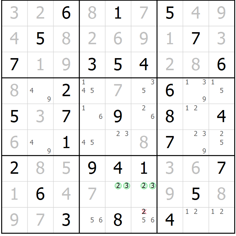 Position des candidats pour la solution de la Gr 37 page 40 du magazine de sudoku Virtuose n° 105