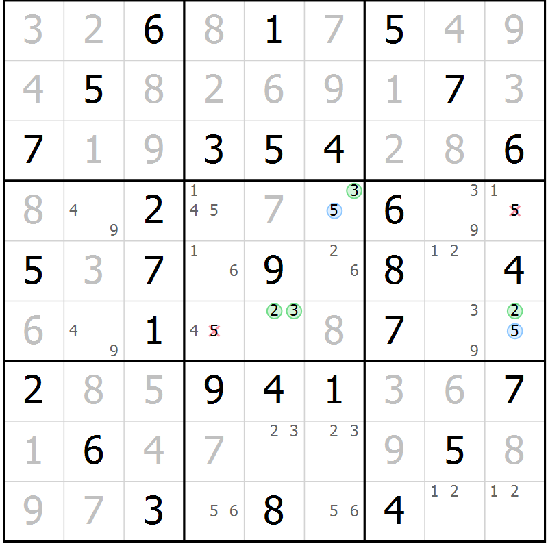 Position des candidats pour la solution de la Gr 37 page 40 du magazine de sudoku Virtuose n° 105