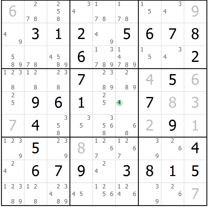 Position des candidats pour la solution de la Gr 38 page 41 du magazine de sudoku Virtuose n° 105
