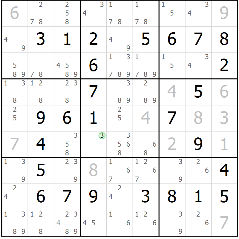 Position des candidats pour la solution de la Gr 38 page 41 du magazine de sudoku Virtuose n° 105