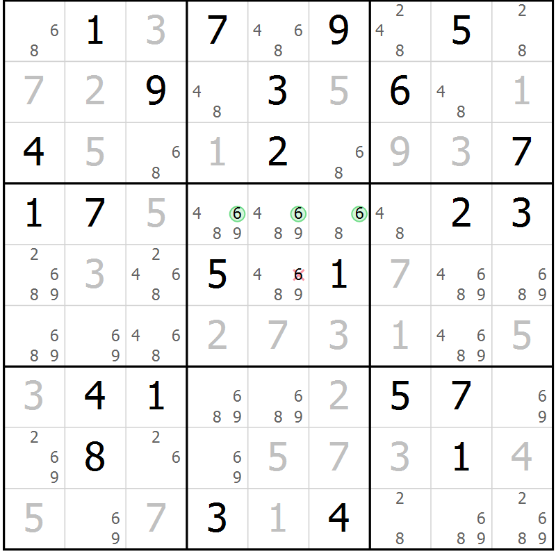 Position des candidats pour la solution de la Gr 39 page 42 du magazine de sudoku Virtuose n° 105