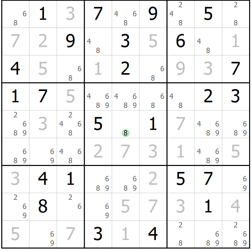 Position des candidats pour la solution de la Gr 39 page 42 du magazine de sudoku Virtuose n° 105