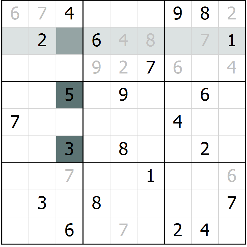 Position des candidats pour la solution de la Gr 4 page 7 du magazine de sudoku Virtuose n° 105