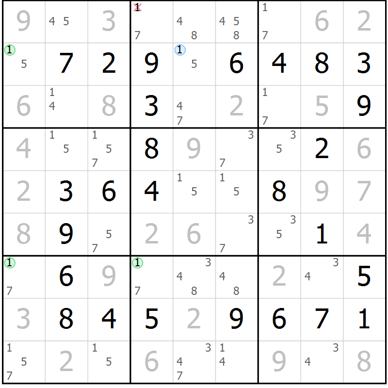 Position des candidats pour la solution de la Gr 41 page 44 du magazine de sudoku Virtuose n° 105