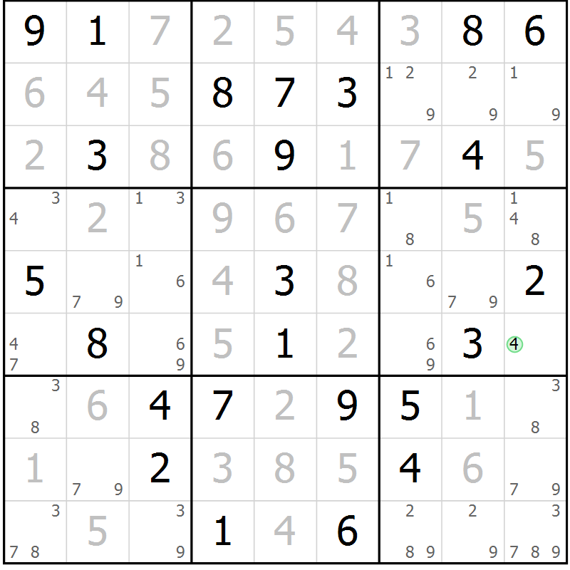 Position des candidats pour la solution de la Gr 42 page 45 du magazine de sudoku Virtuose n° 105