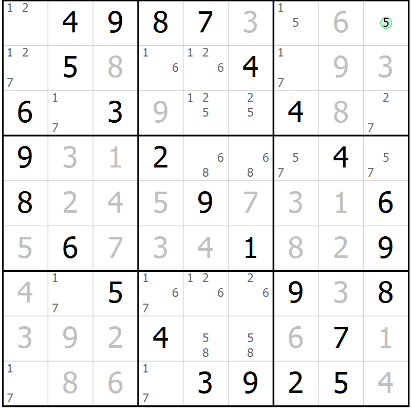 Position des candidats pour la solution de la Gr 44 page 47 du magazine de sudoku Virtuose n° 105