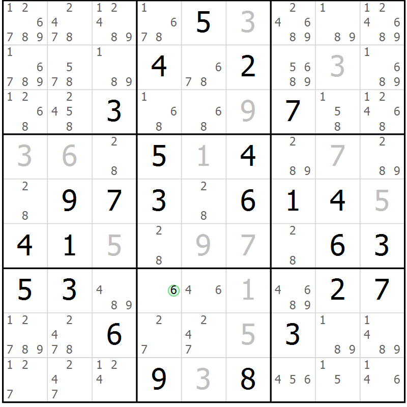 Position des candidats pour la solution de la Gr 48 page 51 du magazine de sudoku Virtuose n° 105