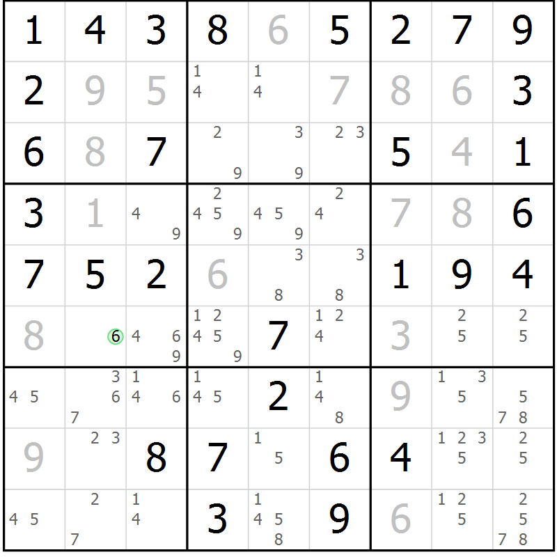 Position des candidats pour la solution de la Gr 49 page 52 du magazine de sudoku Virtuose n° 105