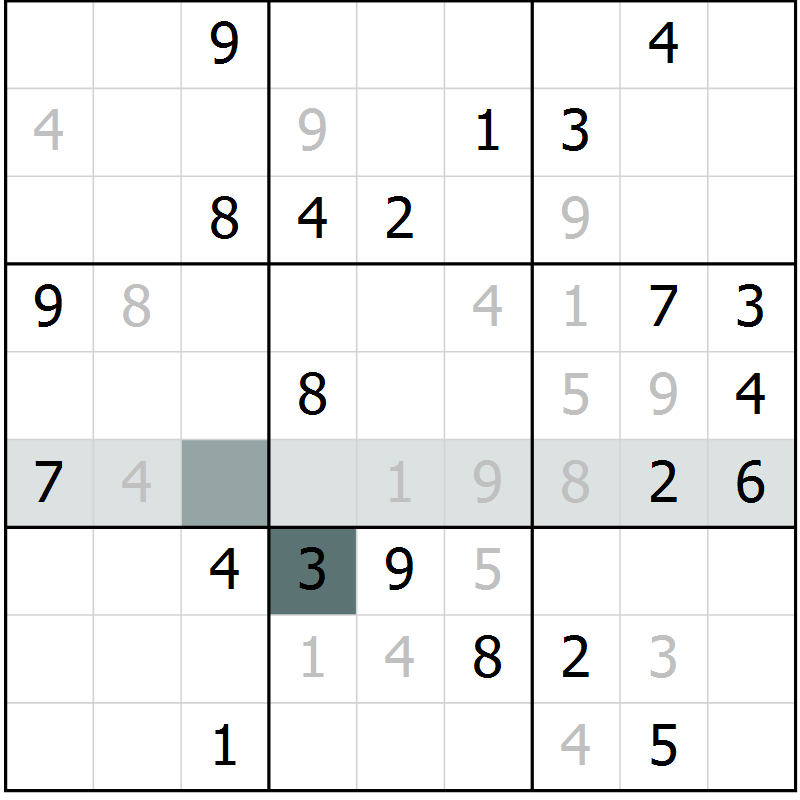 Position des candidats pour la solution de la Gr 5 page 8 du magazine de sudoku Virtuose n° 105