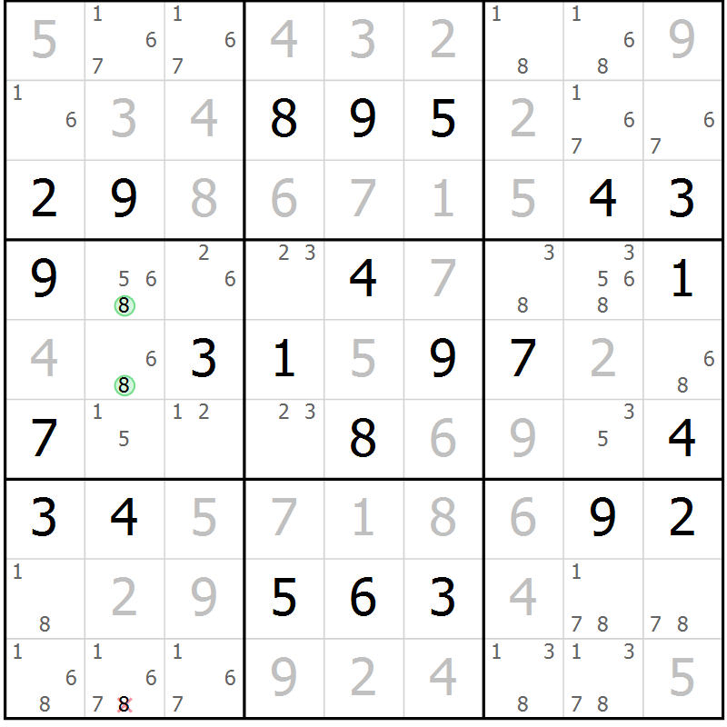 Position des candidats pour la solution de la Gr 50 page 53 du magazine de sudoku Virtuose n° 105