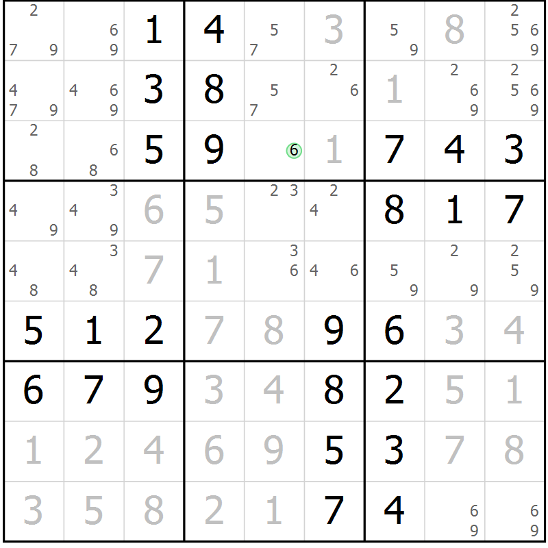 Position des candidats pour la solution de la Gr 52 page 55 du magazine de sudoku Virtuose n° 105